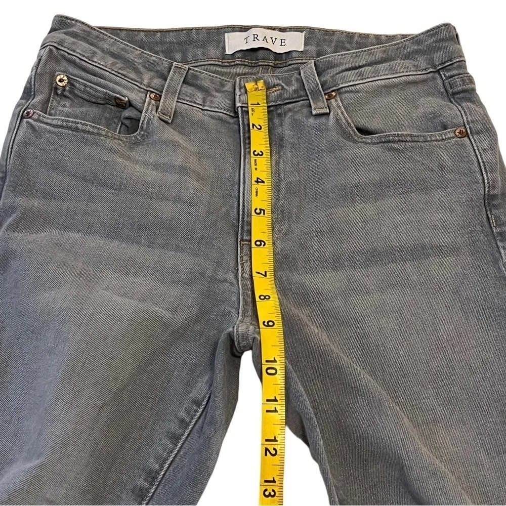 TRAVE Irena Slim Jeans High Rise with Frayed Hem 26 Gray Straight